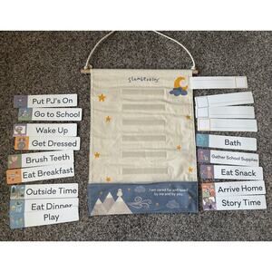 Slumberkins Routines Visual Schedule | Montessori Style Kids Chart 2 Sided